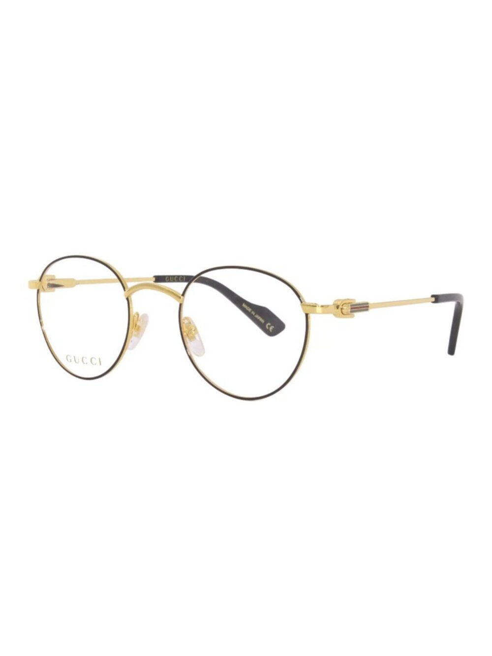 Gucci GG1222O 001 Eyeglasses Frame Men's Black/Gold Full Rim Oval Shape 48-mm